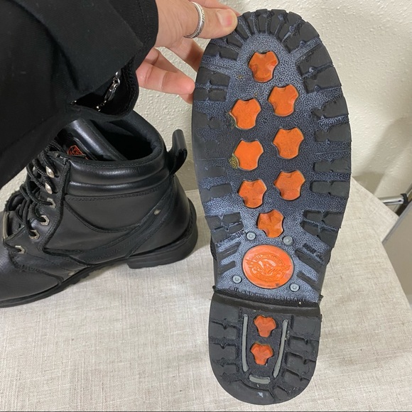 Milwaukee Leather Moto Boots 9EEEUSA Leather Black Moto Boots Side Zipper - Picture 6 of 9